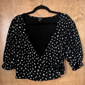 ASOS Monki Black Floral crop top size XL